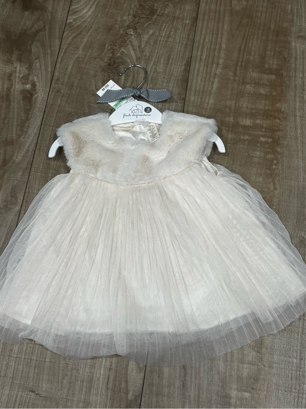 First Impressions Faux Fur Baby Vest in Light Cream